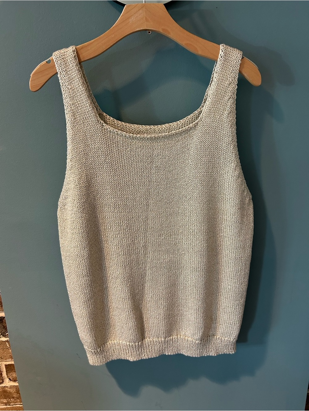 LOFT Sparkle Knit Shell in Light Cream